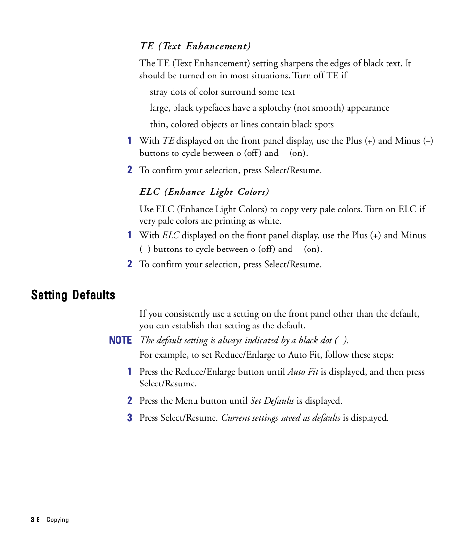 Setting defaults | HP 210/210LX User Manual | Page 39 / 96