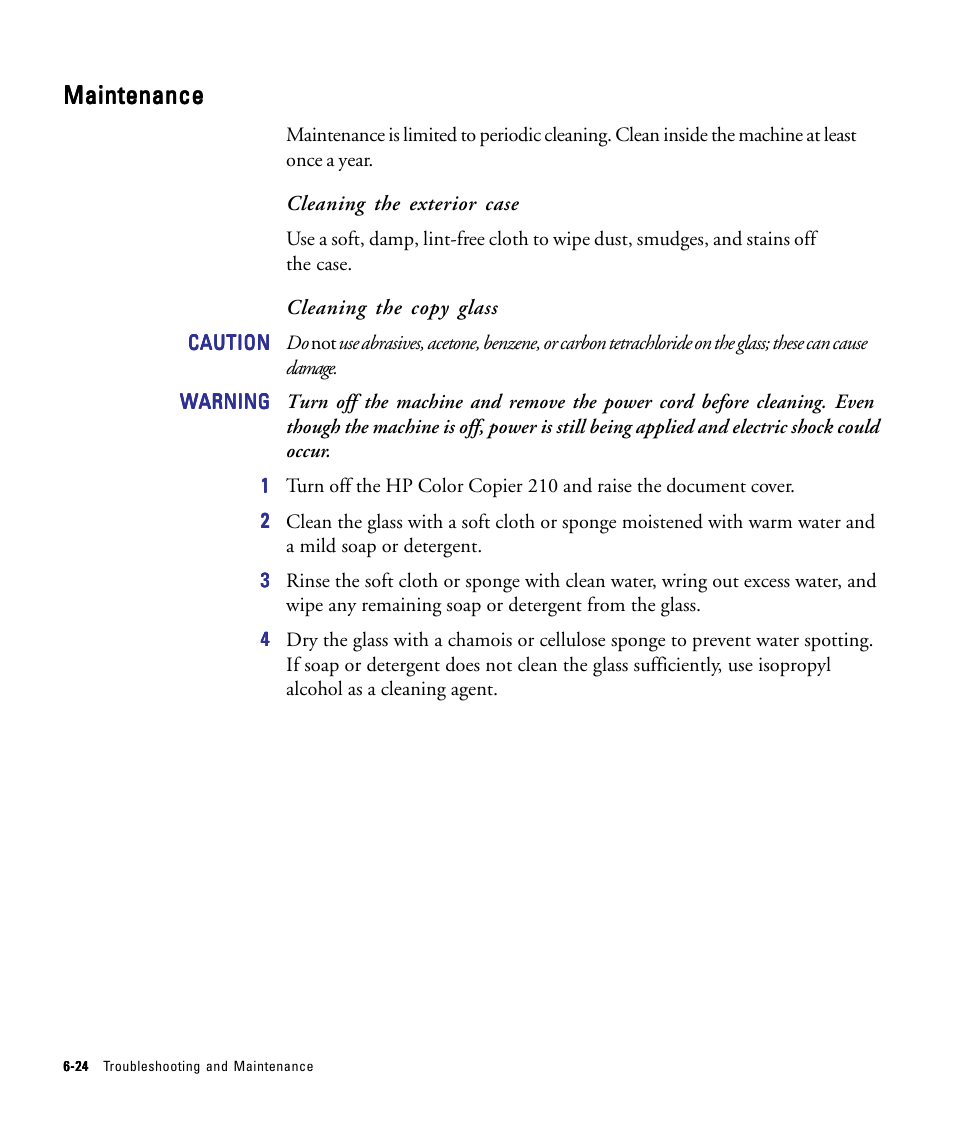 Maintenance | HP 210/210LX User Manual | Page 71 / 96