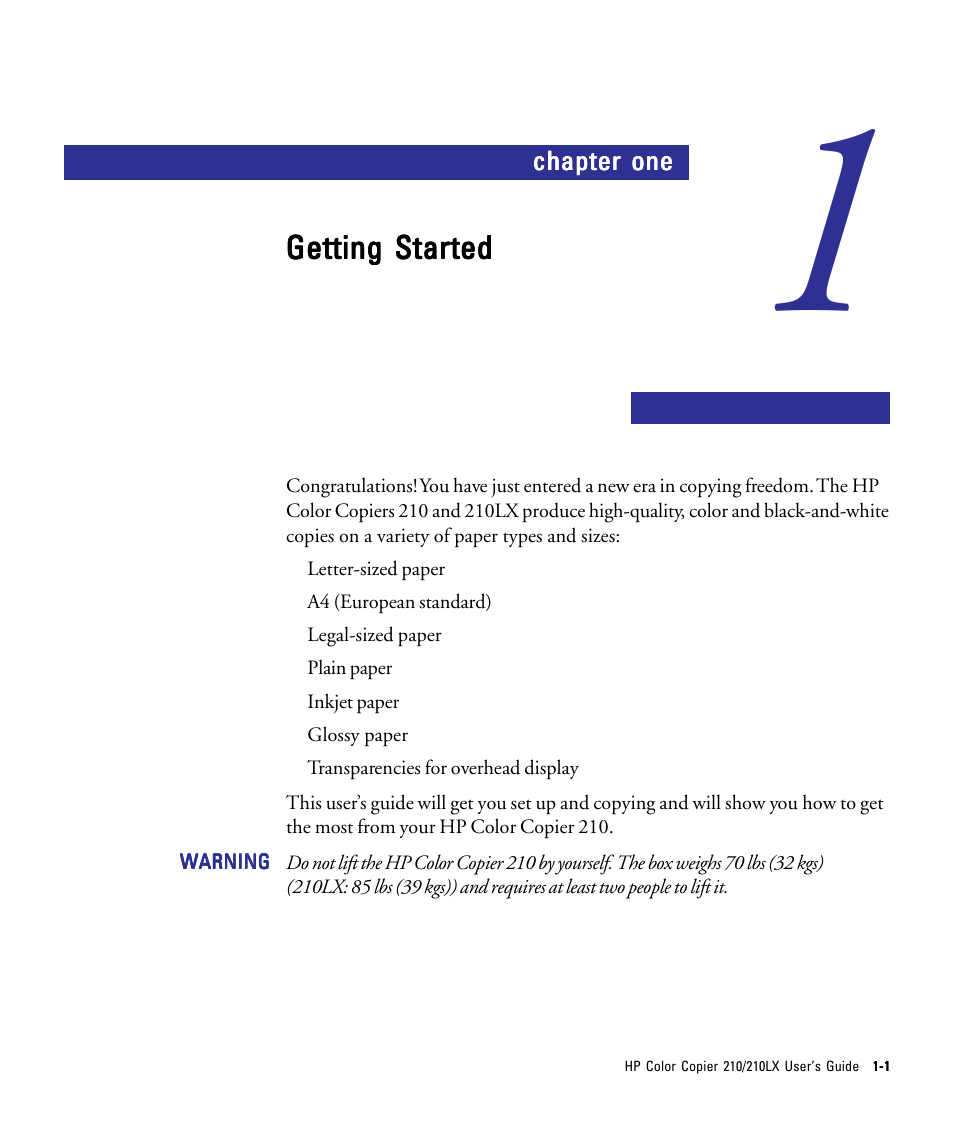 Getting started | HP 210/210LX User Manual | Page 8 / 96