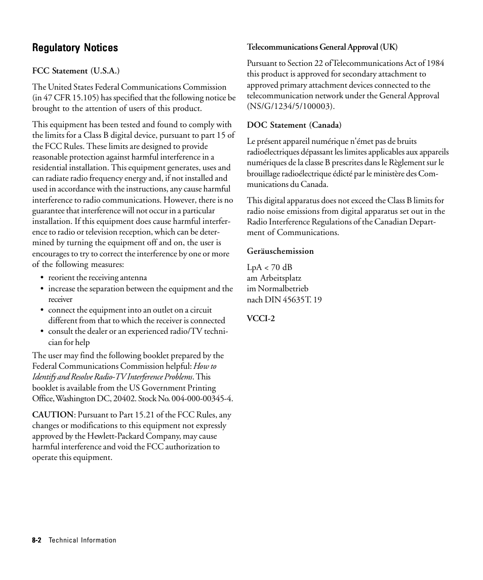 Regulatory notices | HP 210/210LX User Manual | Page 88 / 96