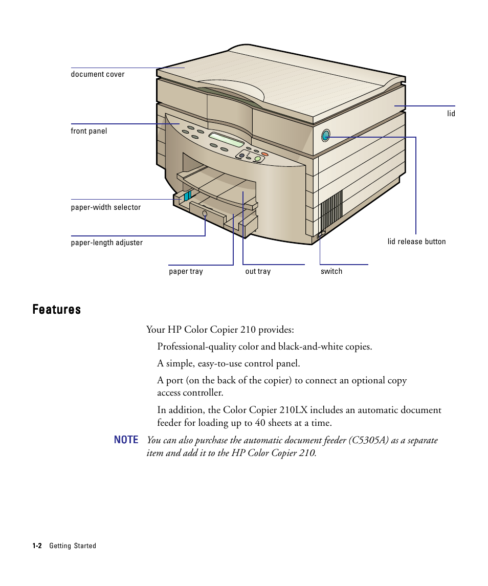 Features | HP 210/210LX User Manual | Page 9 / 96