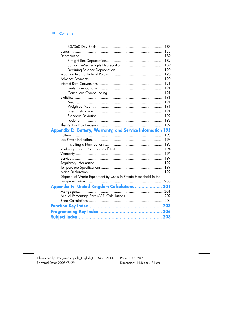 HP 12C Financial calculator User Manual | Page 10 / 211