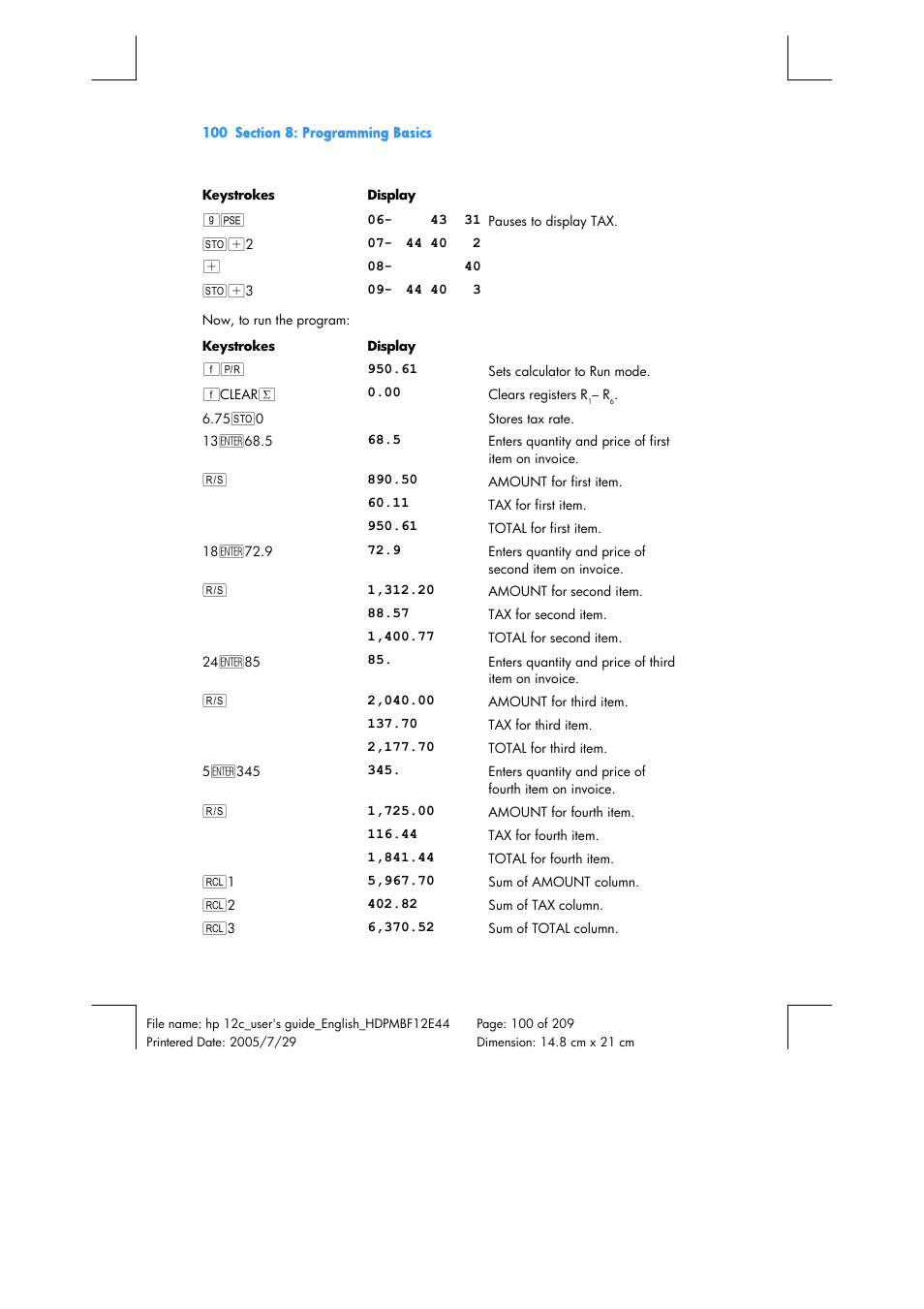 HP 12C Financial calculator User Manual | Page 100 / 211