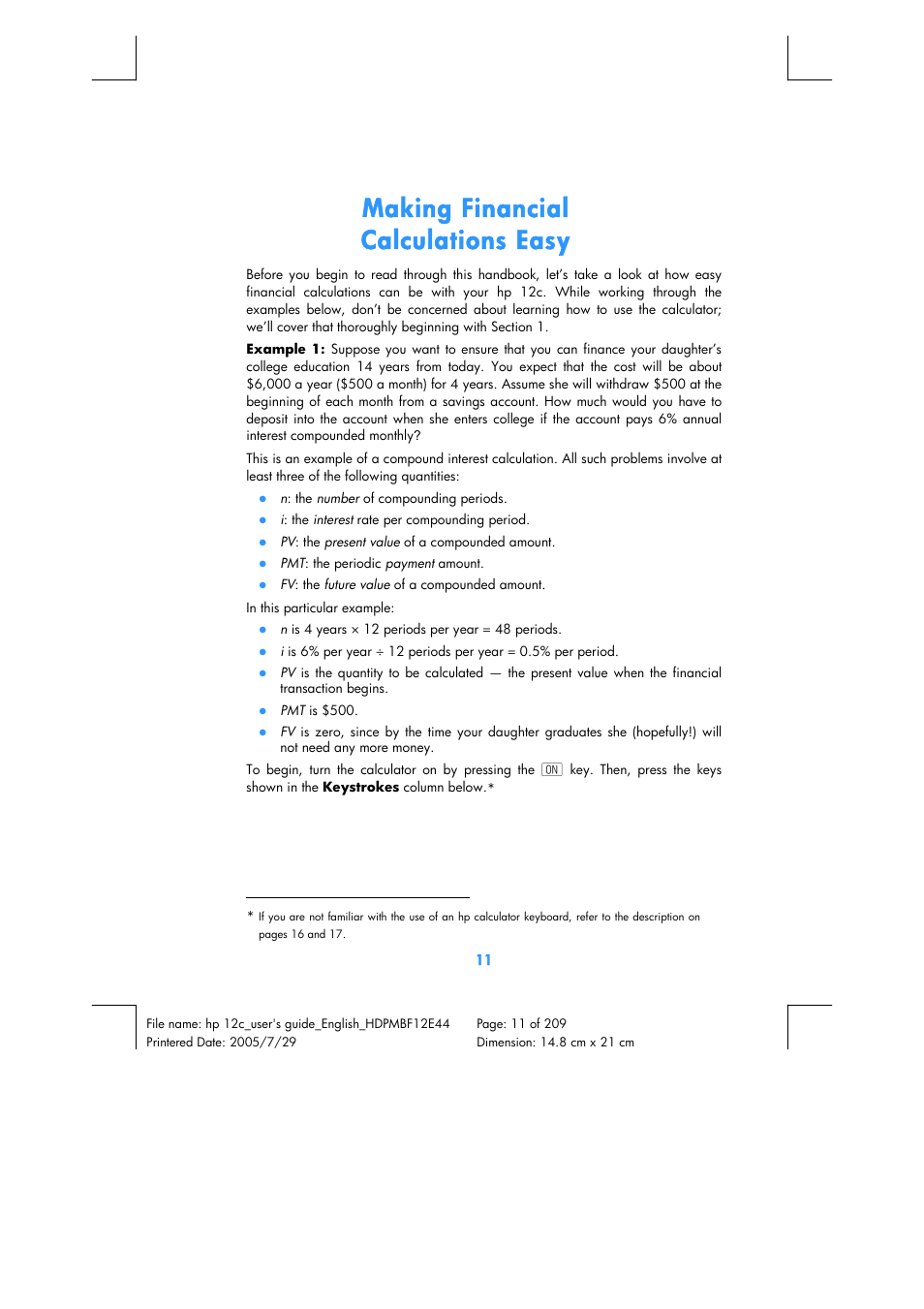 Making financial calculations easy | HP 12C Financial calculator User Manual | Page 11 / 211