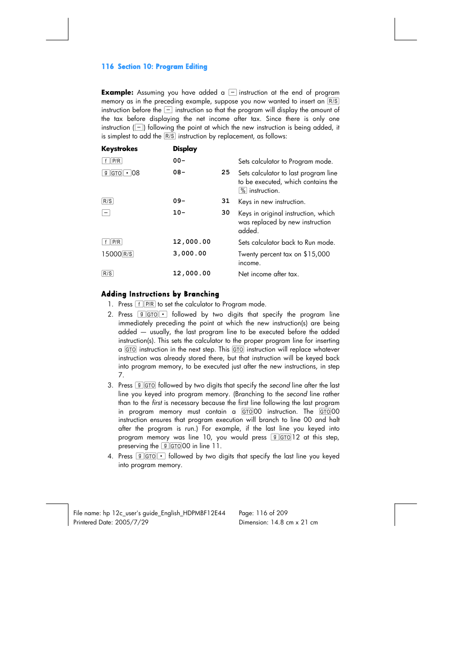 HP 12C Financial calculator User Manual | Page 116 / 211