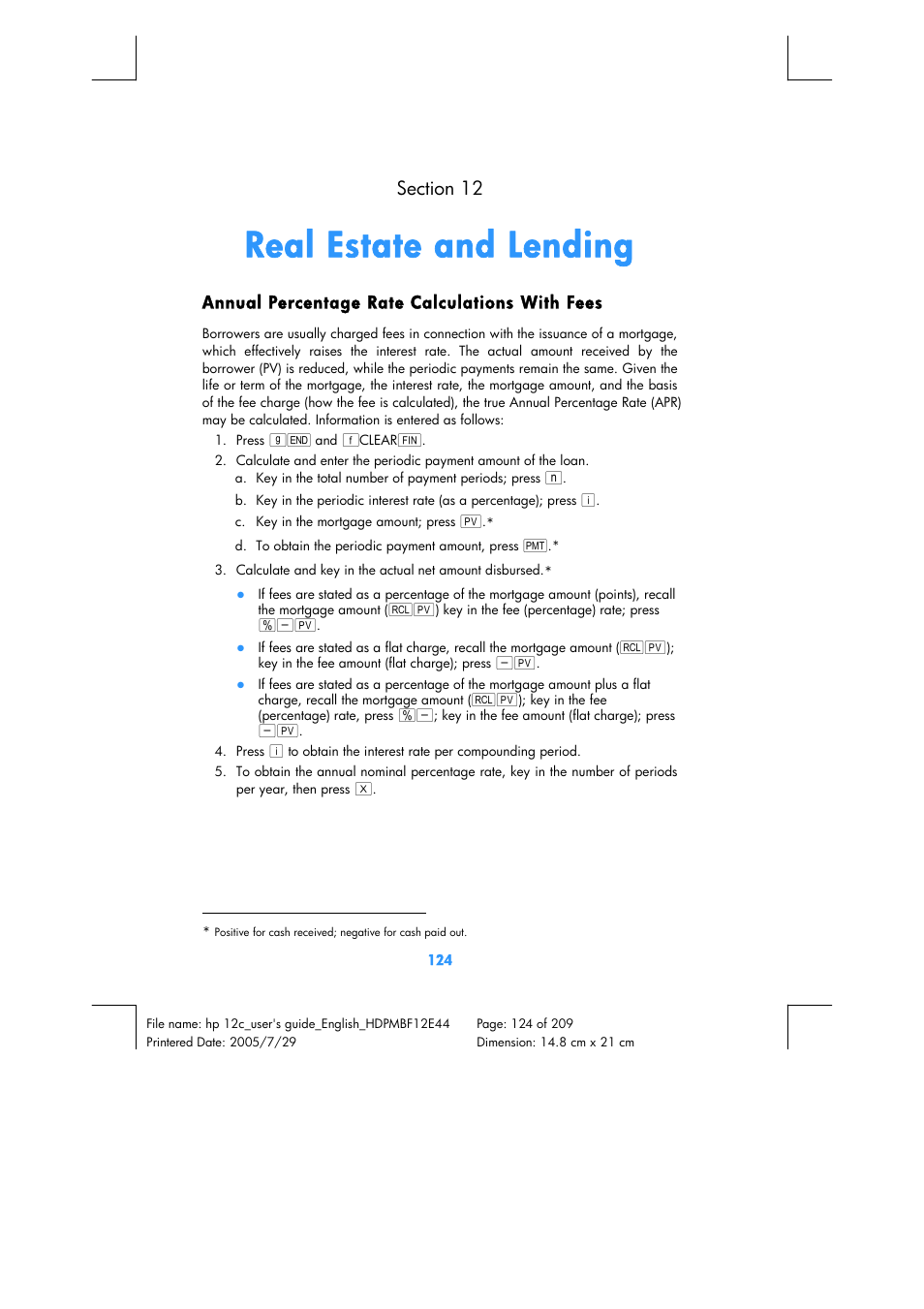 Real estate and lending | HP 12C Financial calculator User Manual | Page 124 / 211