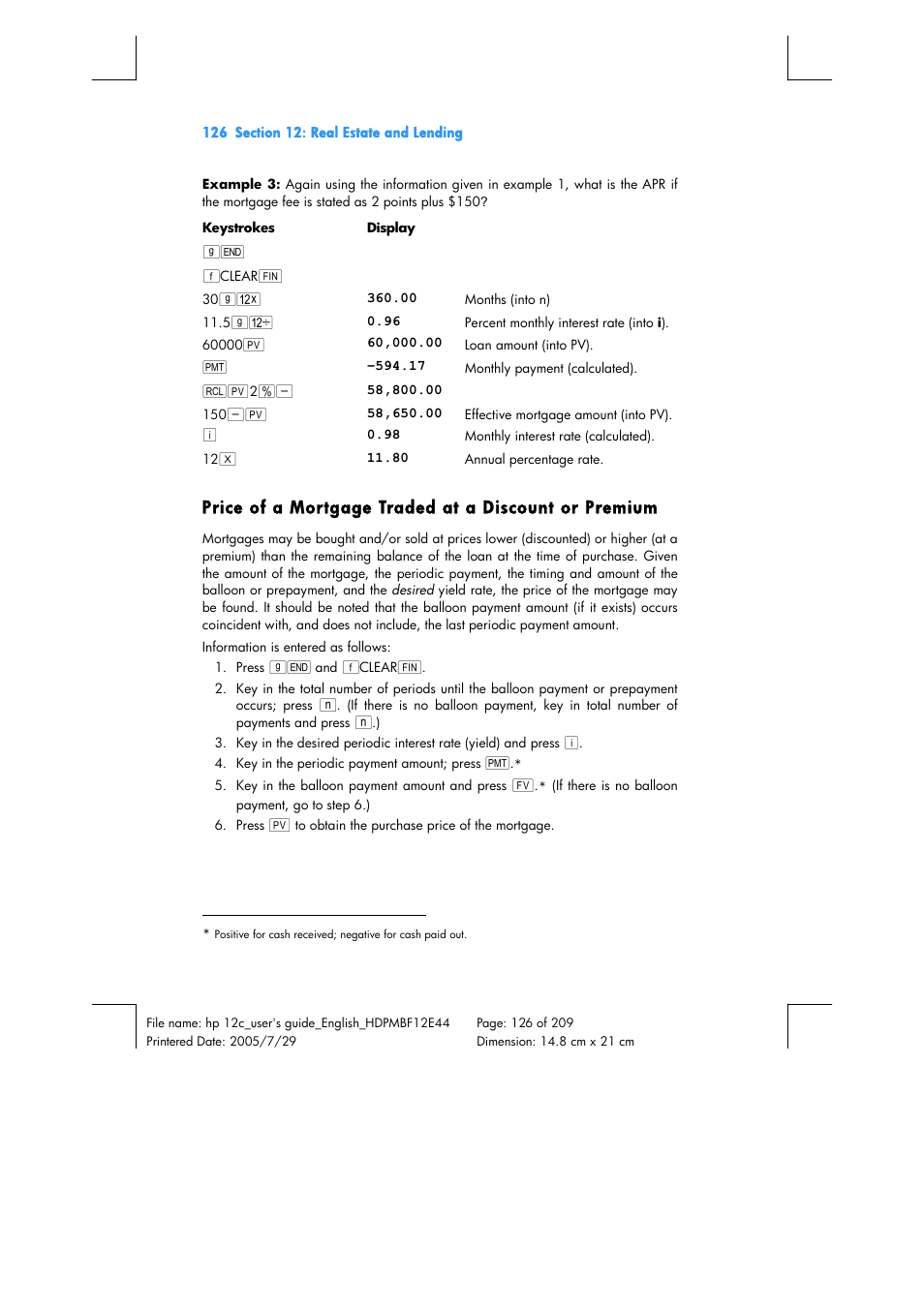 HP 12C Financial calculator User Manual | Page 126 / 211