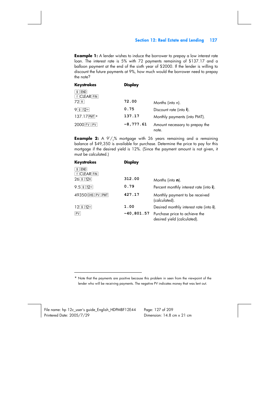 HP 12C Financial calculator User Manual | Page 127 / 211