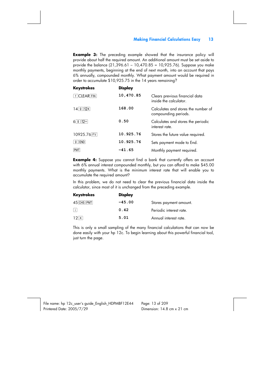 HP 12C Financial calculator User Manual | Page 13 / 211