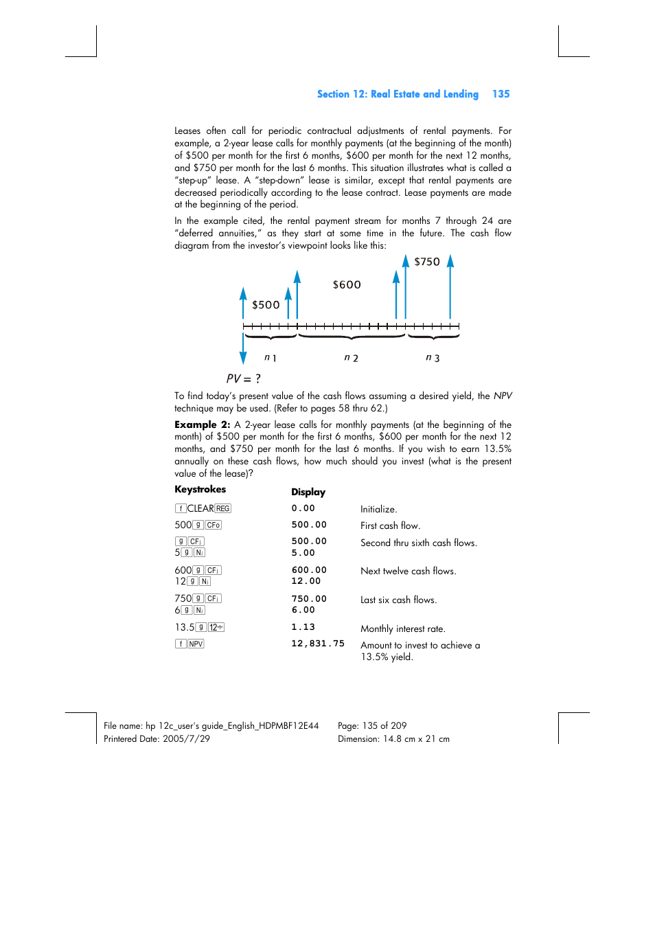 HP 12C Financial calculator User Manual | Page 135 / 211