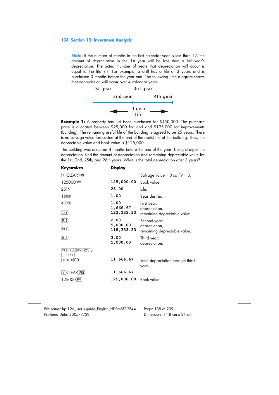 HP 12C Financial calculator User Manual | Page 138 / 211