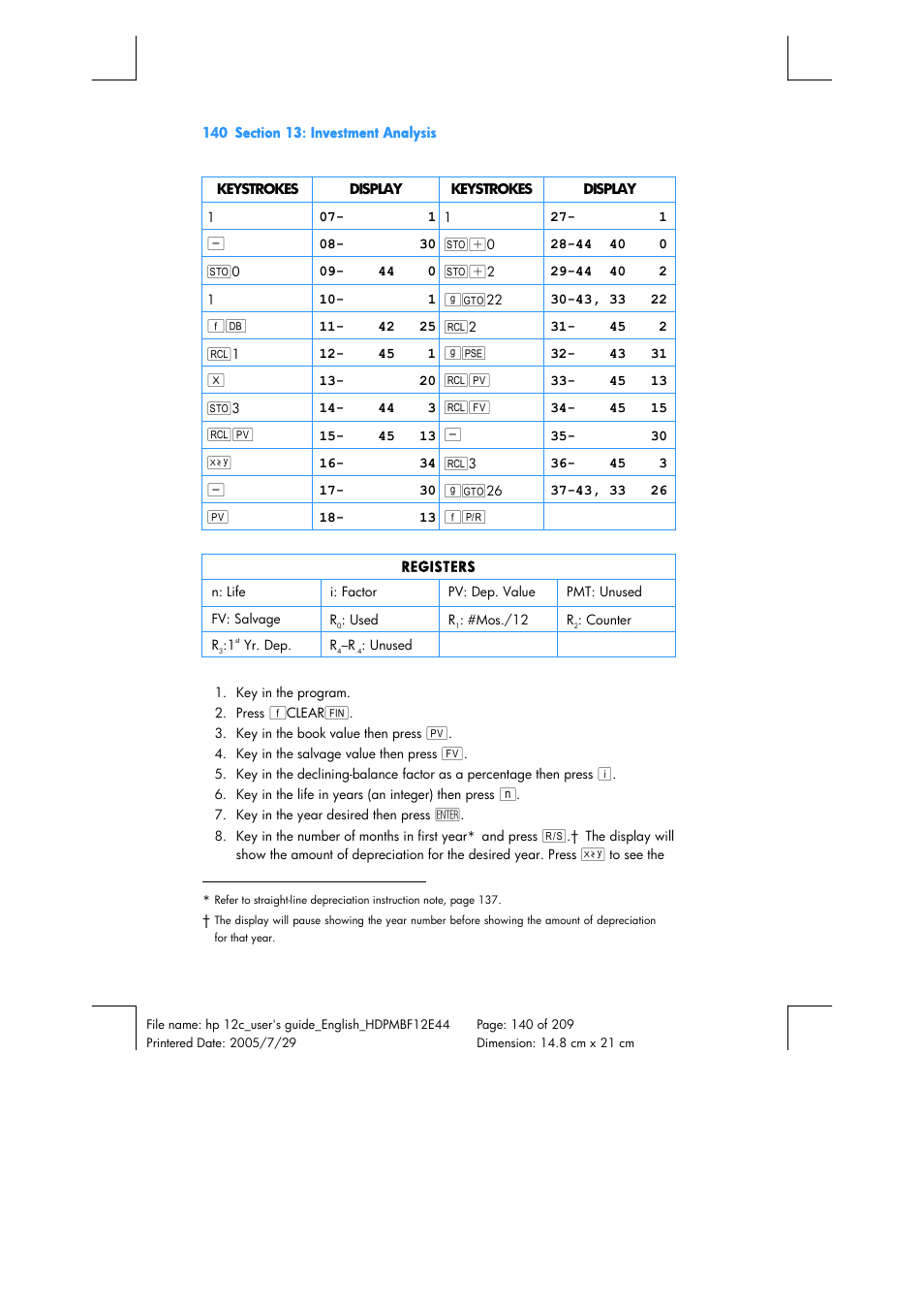 HP 12C Financial calculator User Manual | Page 140 / 211