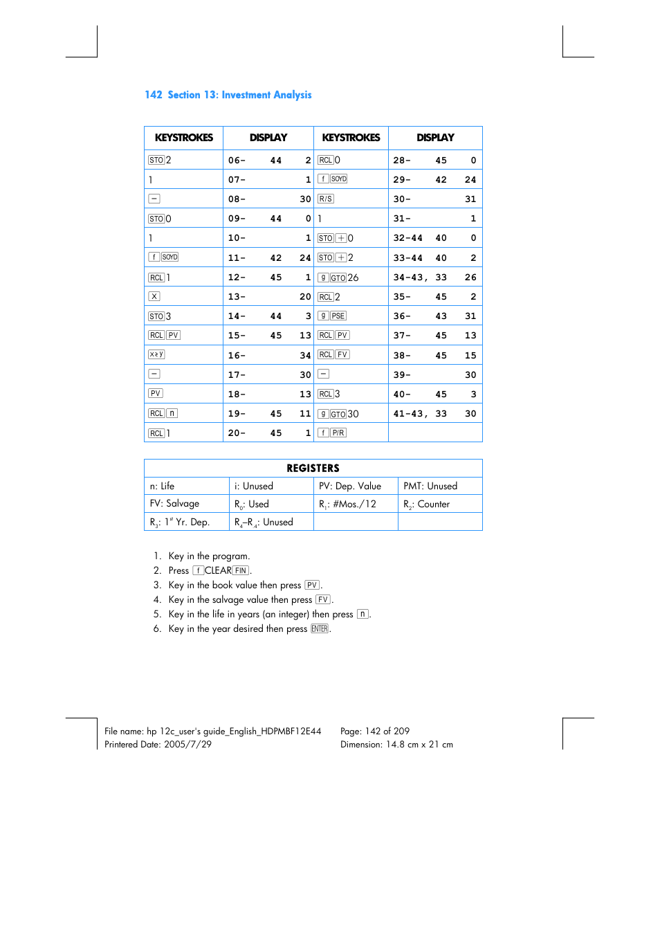 HP 12C Financial calculator User Manual | Page 142 / 211