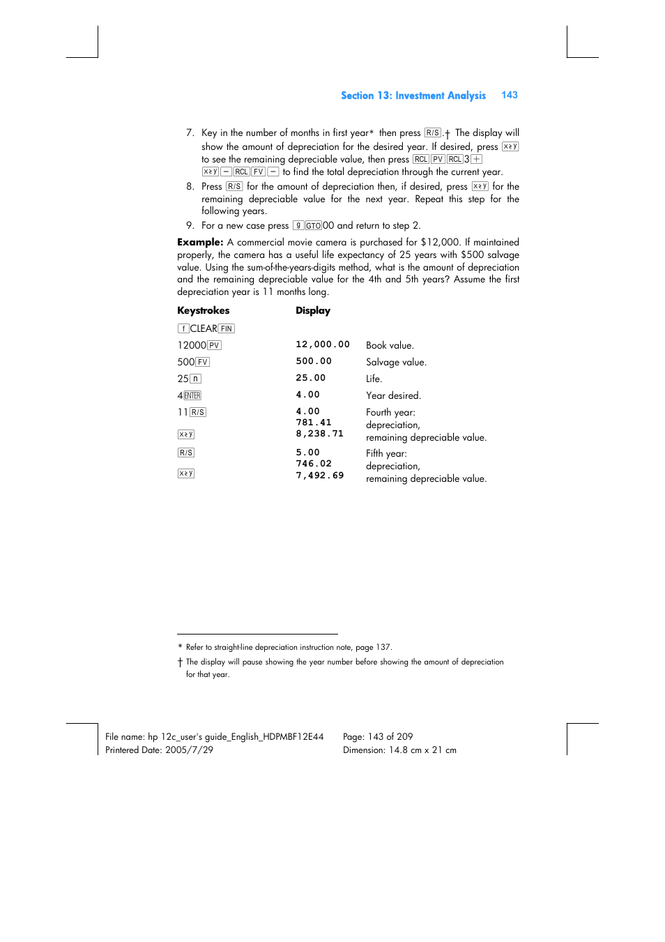 HP 12C Financial calculator User Manual | Page 143 / 211