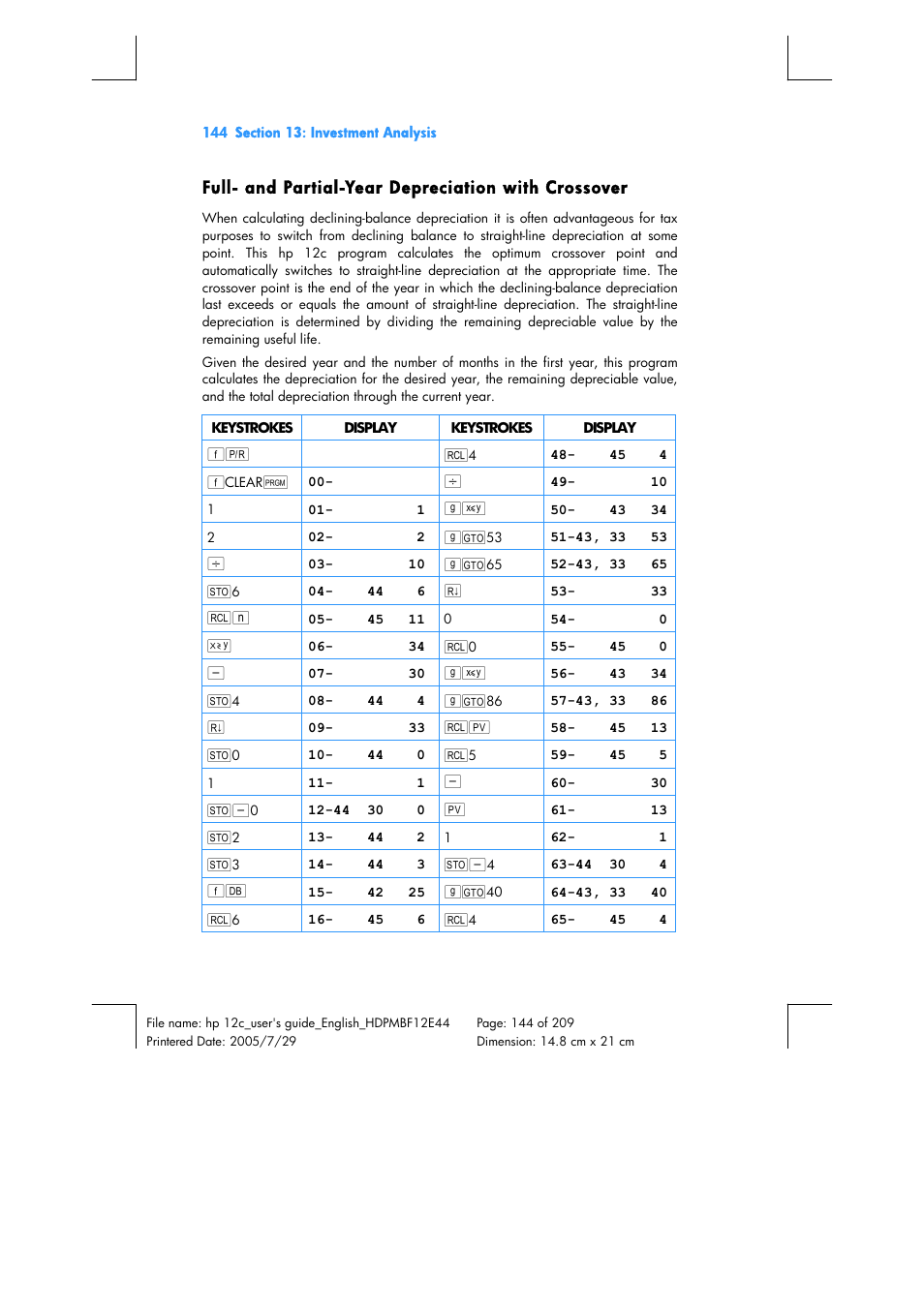 HP 12C Financial calculator User Manual | Page 144 / 211