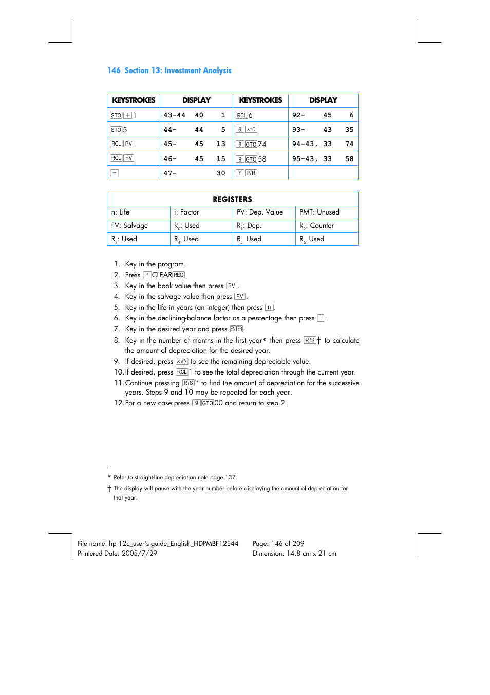 HP 12C Financial calculator User Manual | Page 146 / 211