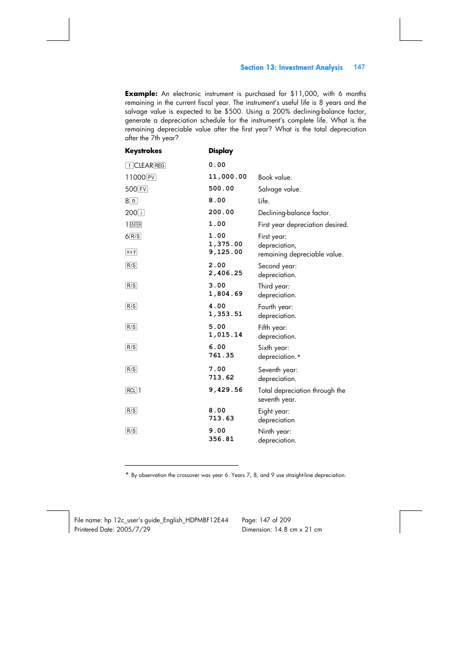 HP 12C Financial calculator User Manual | Page 147 / 211
