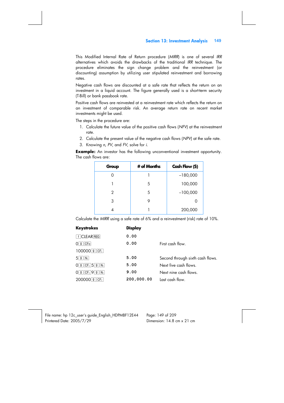 HP 12C Financial calculator User Manual | Page 149 / 211