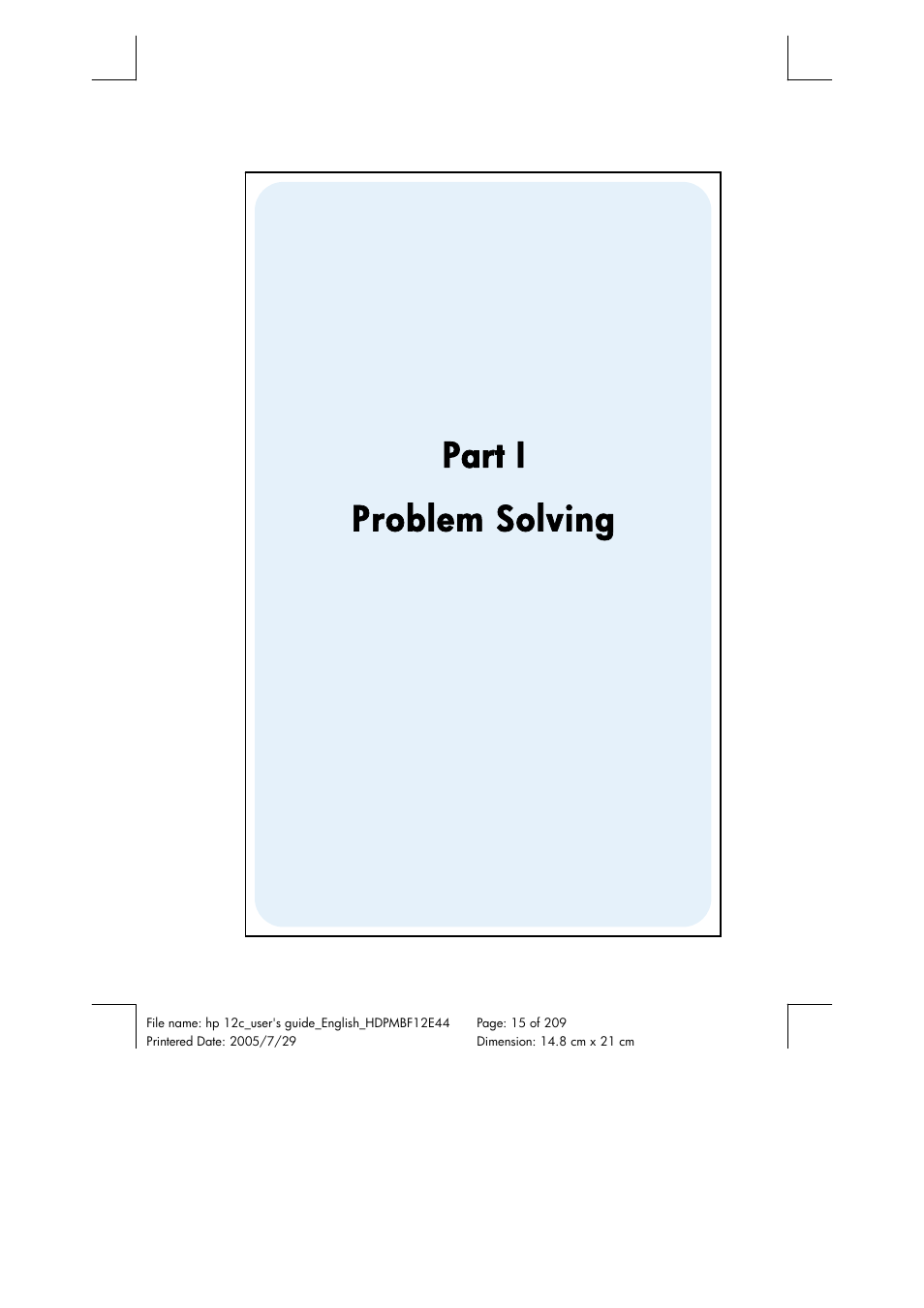 Part i, Problem solving | HP 12C Financial calculator User Manual | Page 15 / 211