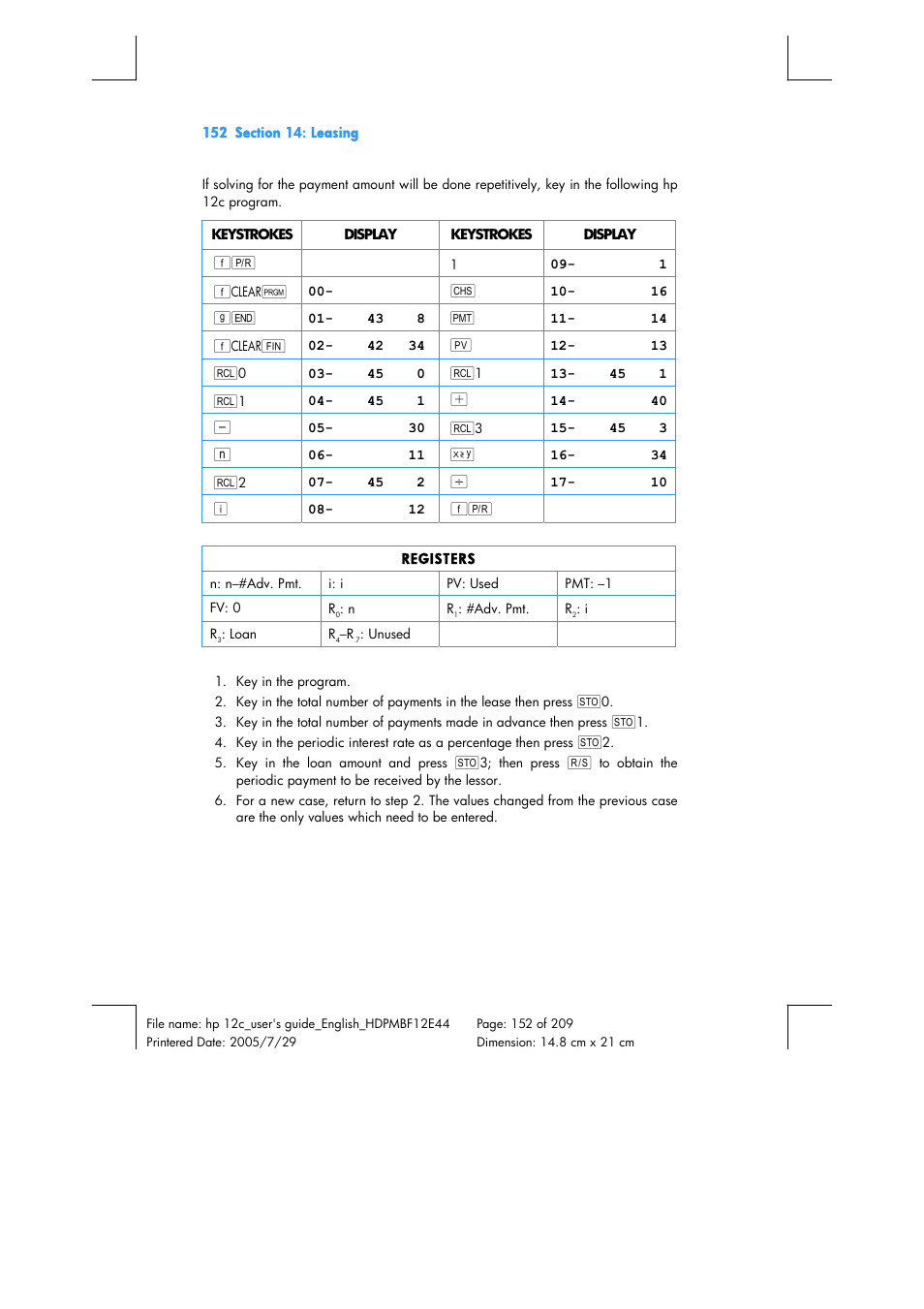 HP 12C Financial calculator User Manual | Page 152 / 211