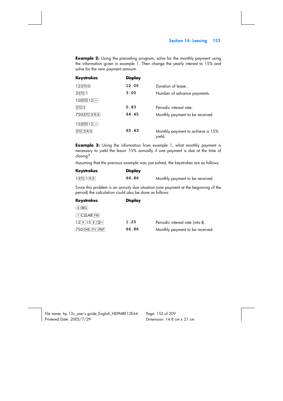 HP 12C Financial calculator User Manual | Page 153 / 211