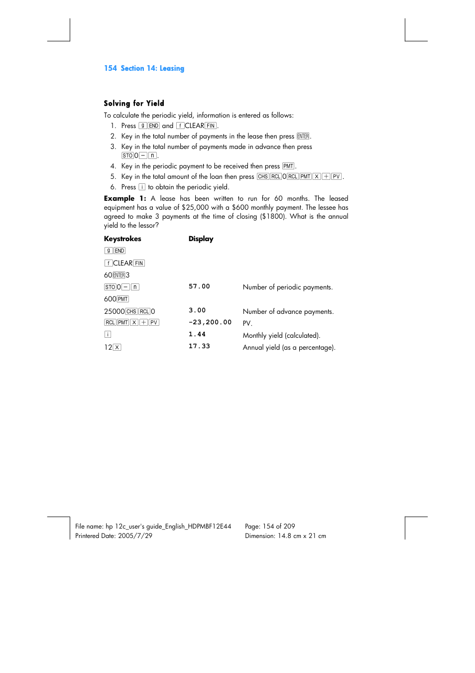 HP 12C Financial calculator User Manual | Page 154 / 211