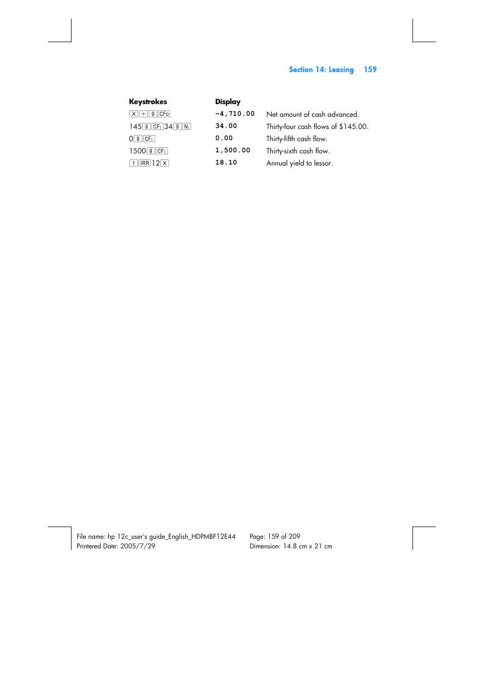 HP 12C Financial calculator User Manual | Page 159 / 211