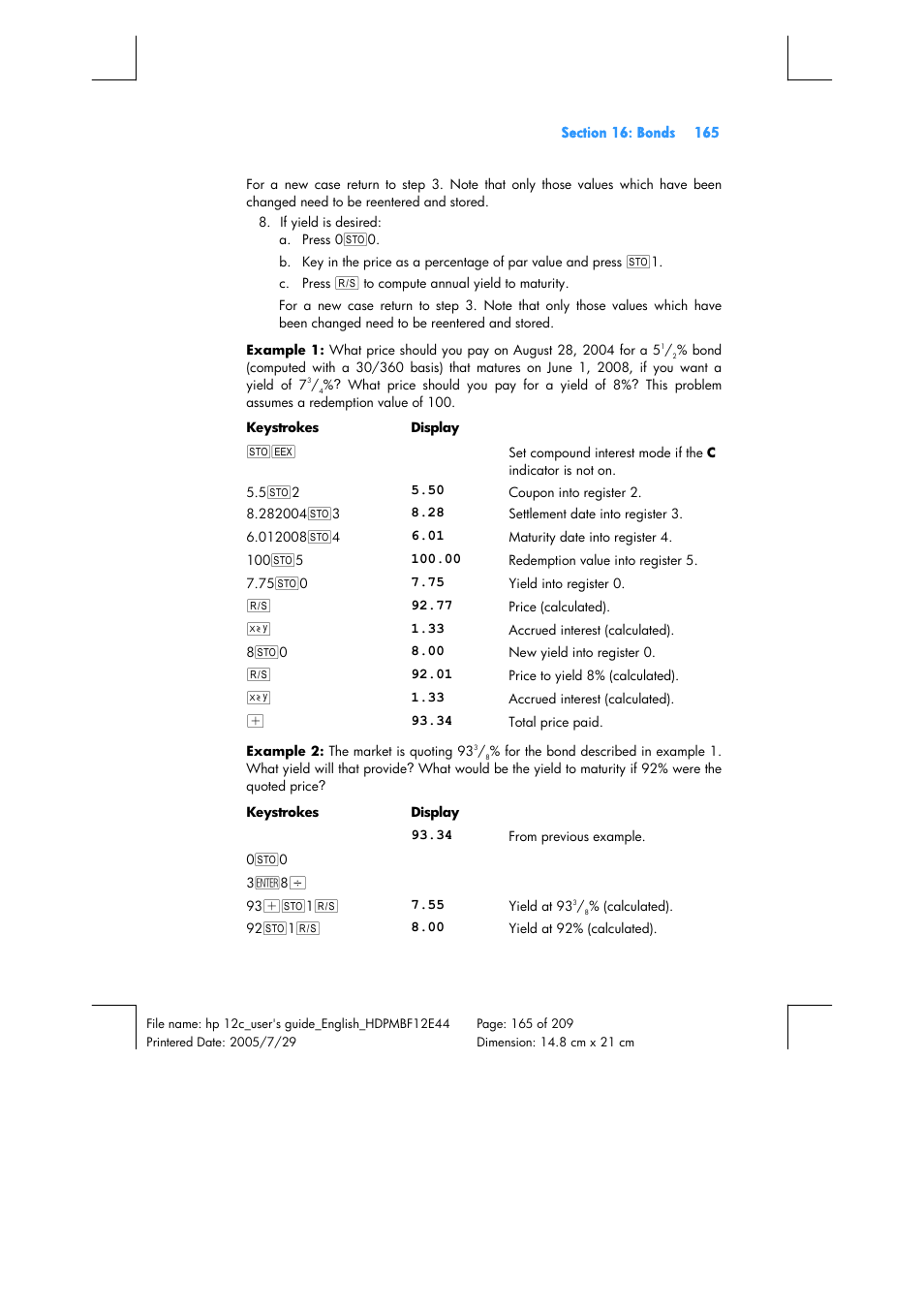 HP 12C Financial calculator User Manual | Page 165 / 211