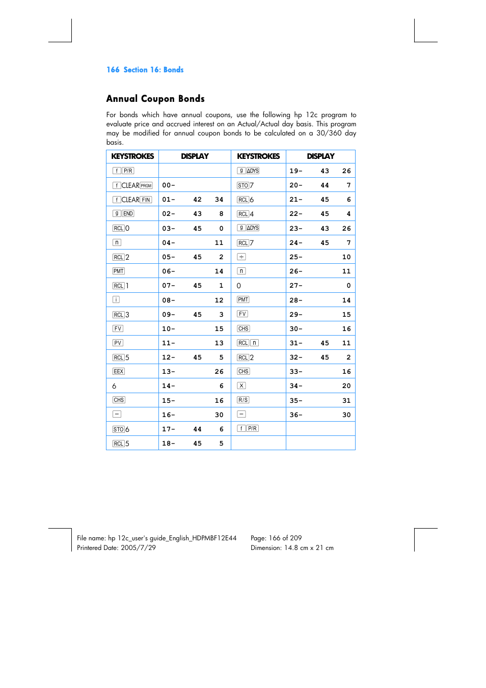 HP 12C Financial calculator User Manual | Page 166 / 211