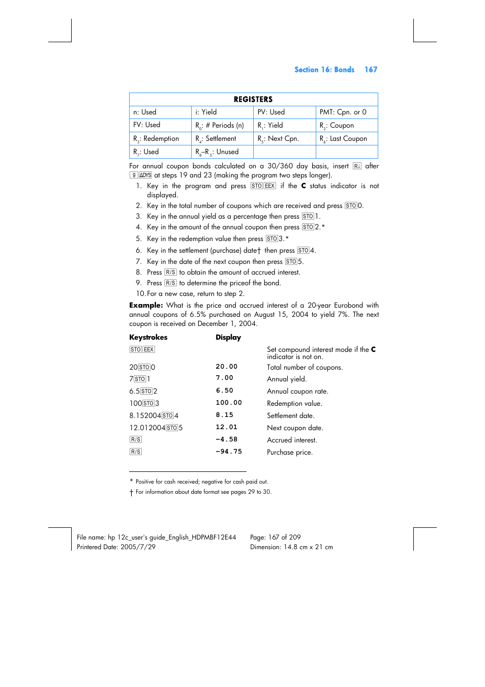 HP 12C Financial calculator User Manual | Page 167 / 211