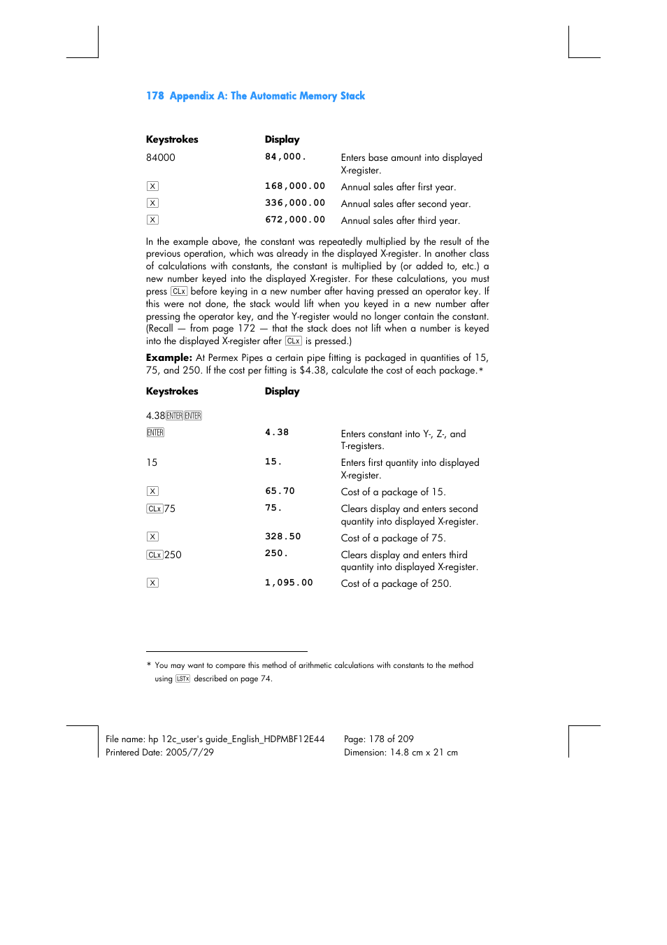 HP 12C Financial calculator User Manual | Page 178 / 211