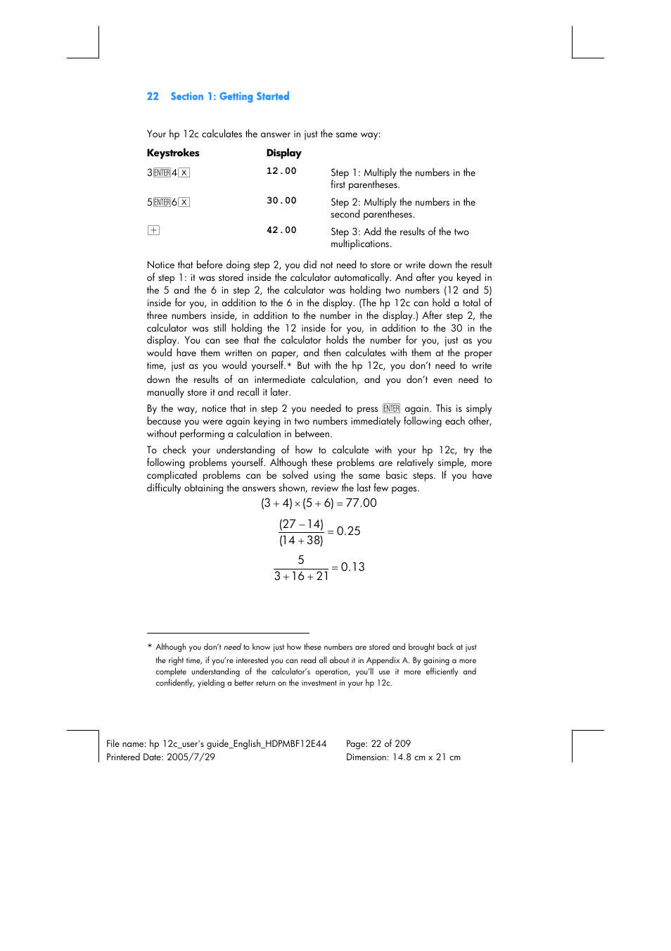 HP 12C Financial calculator User Manual | Page 22 / 211