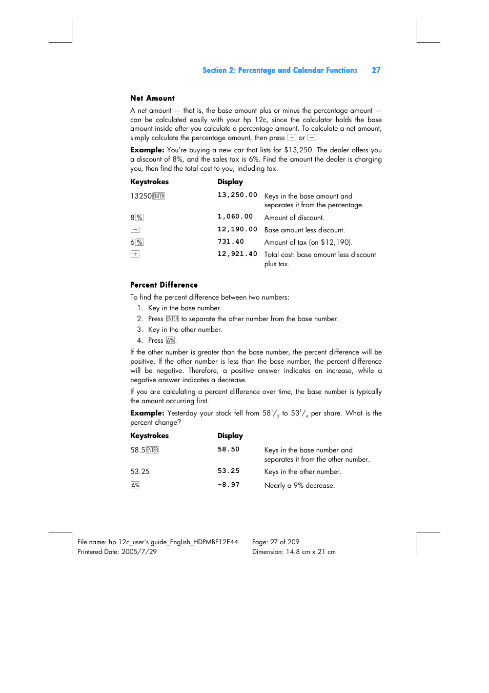 HP 12C Financial calculator User Manual | Page 27 / 211