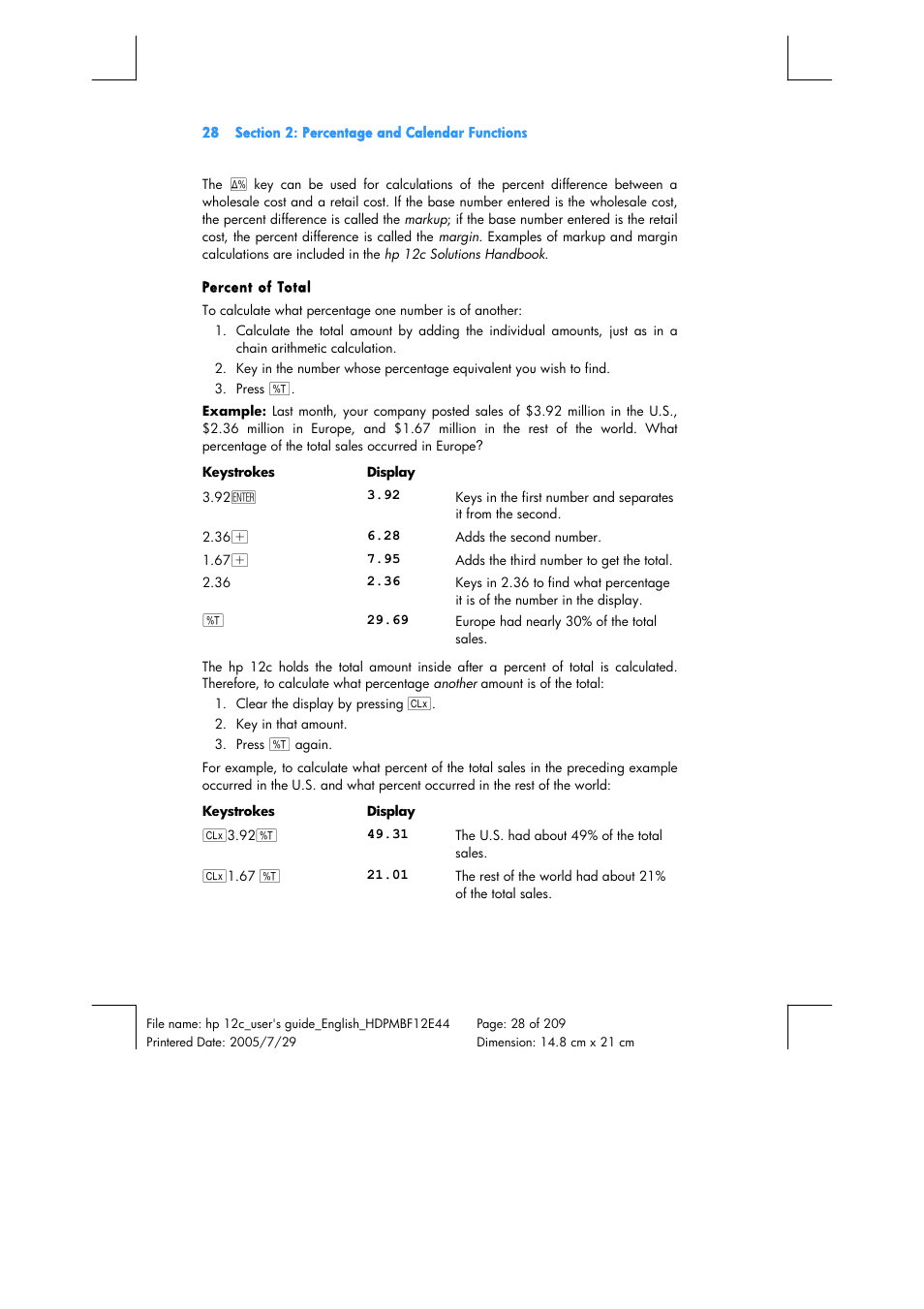 HP 12C Financial calculator User Manual | Page 28 / 211