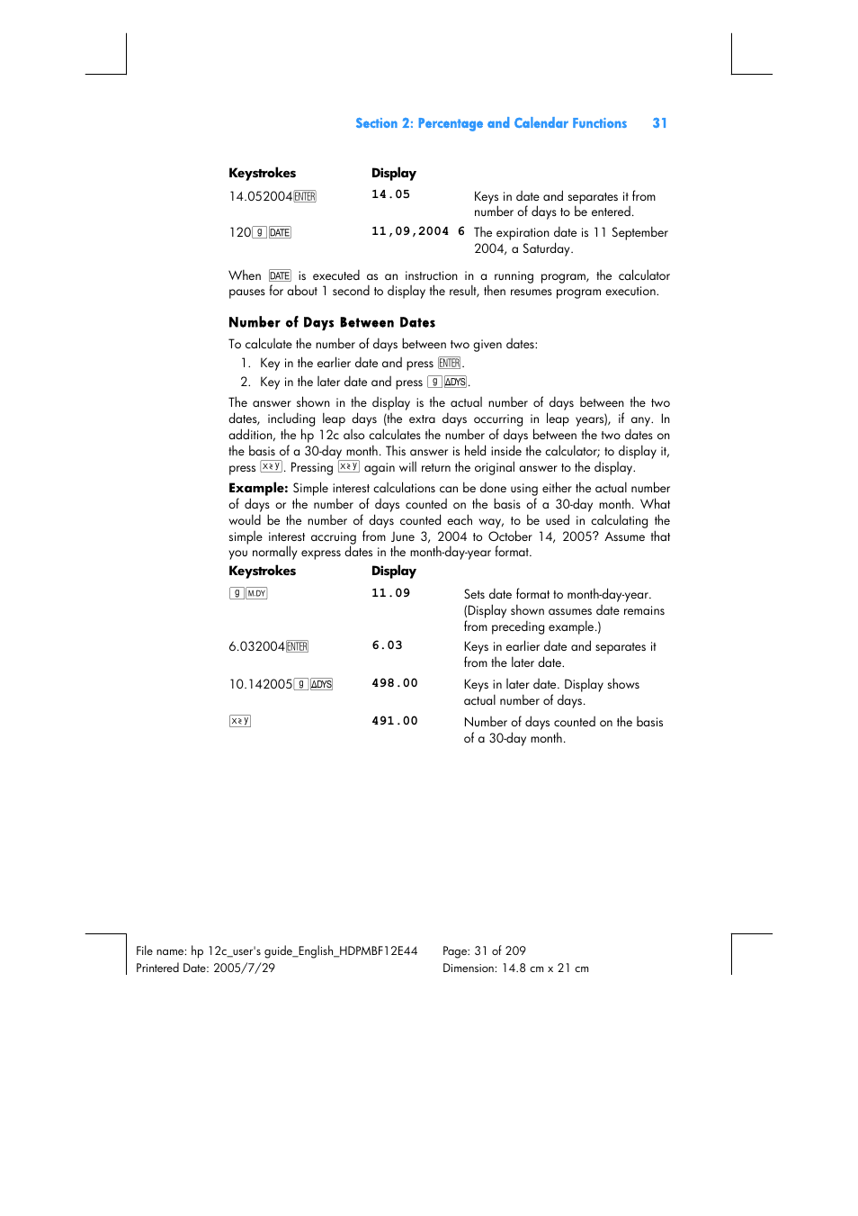 HP 12C Financial calculator User Manual | Page 31 / 211