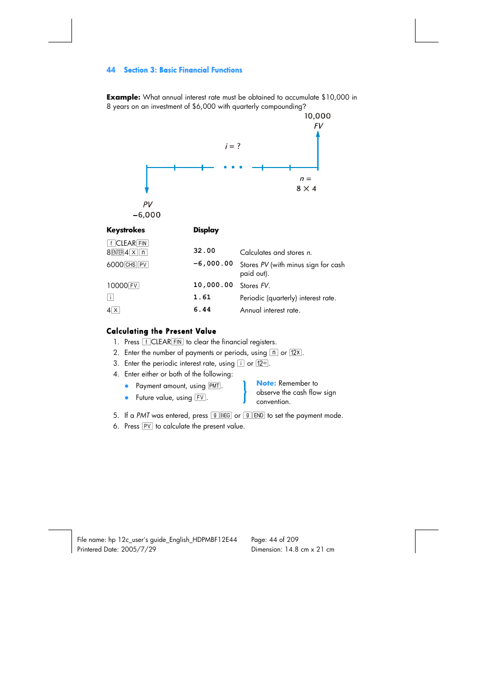 HP 12C Financial calculator User Manual | Page 44 / 211