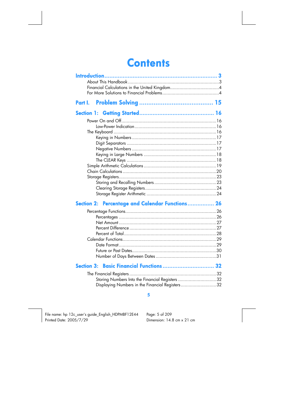 HP 12C Financial calculator User Manual | Page 5 / 211