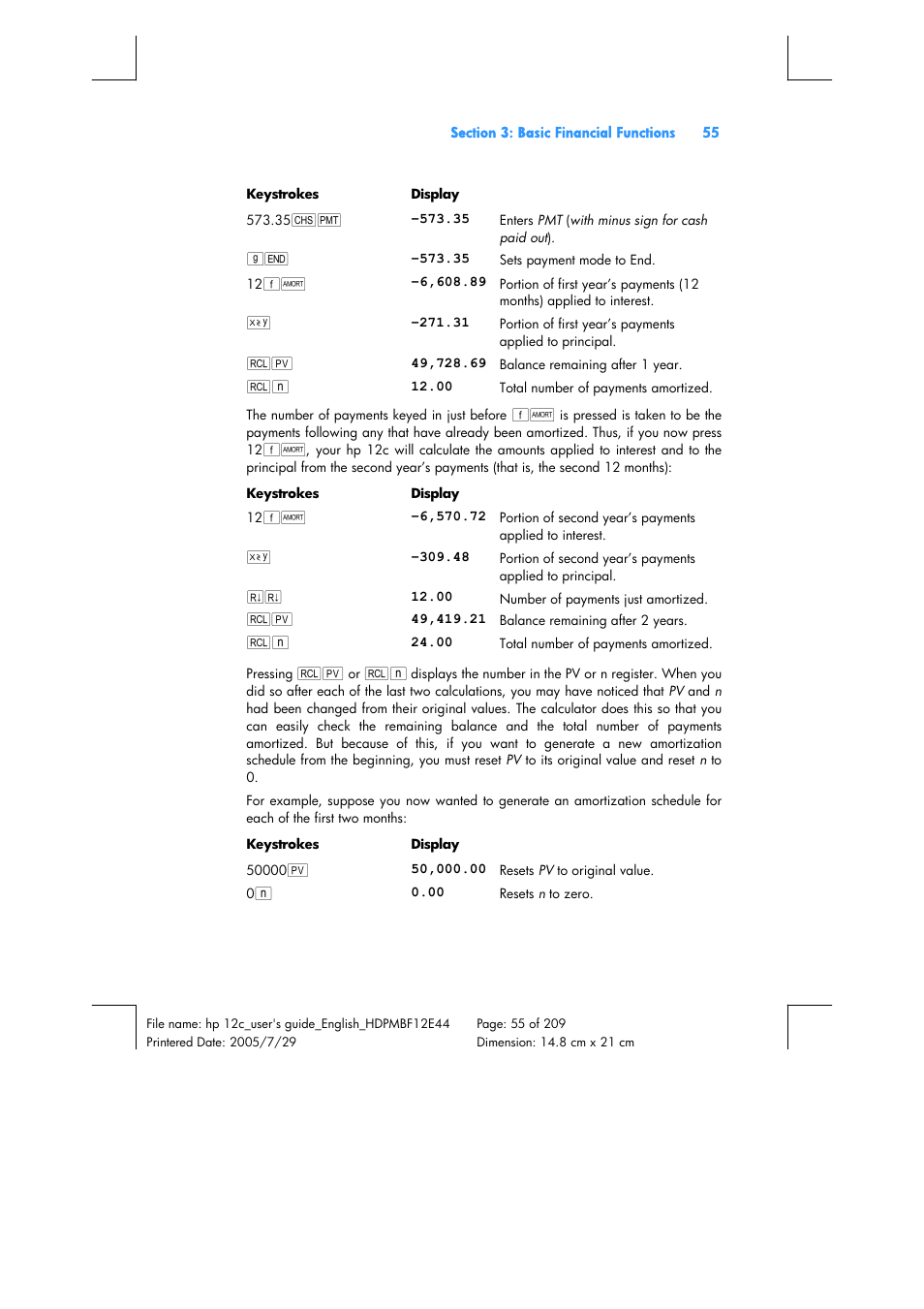 HP 12C Financial calculator User Manual | Page 55 / 211