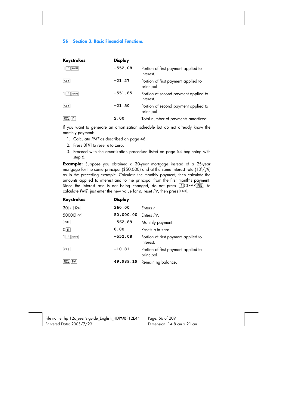 HP 12C Financial calculator User Manual | Page 56 / 211