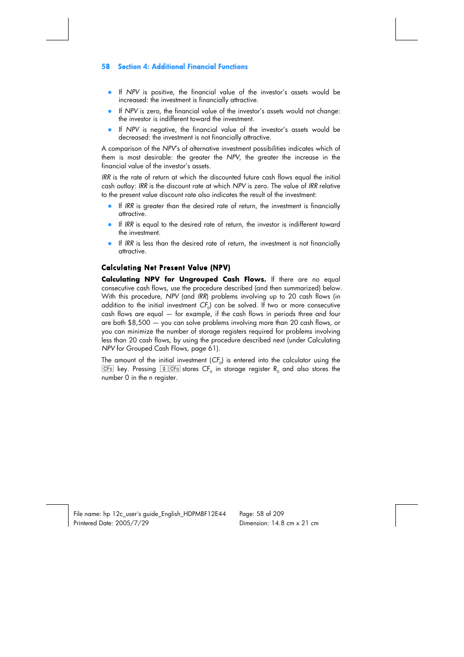 HP 12C Financial calculator User Manual | Page 58 / 211