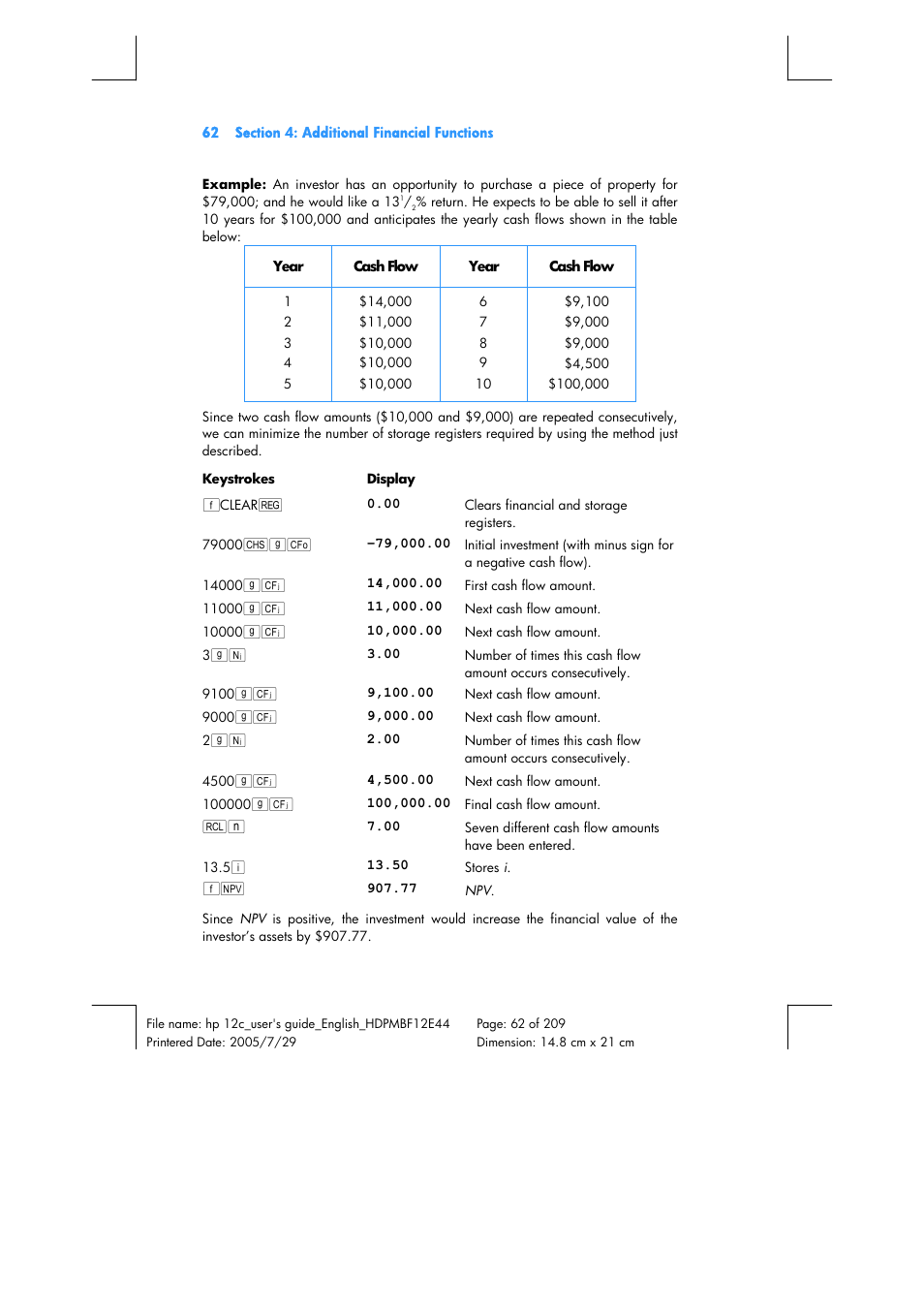 HP 12C Financial calculator User Manual | Page 62 / 211