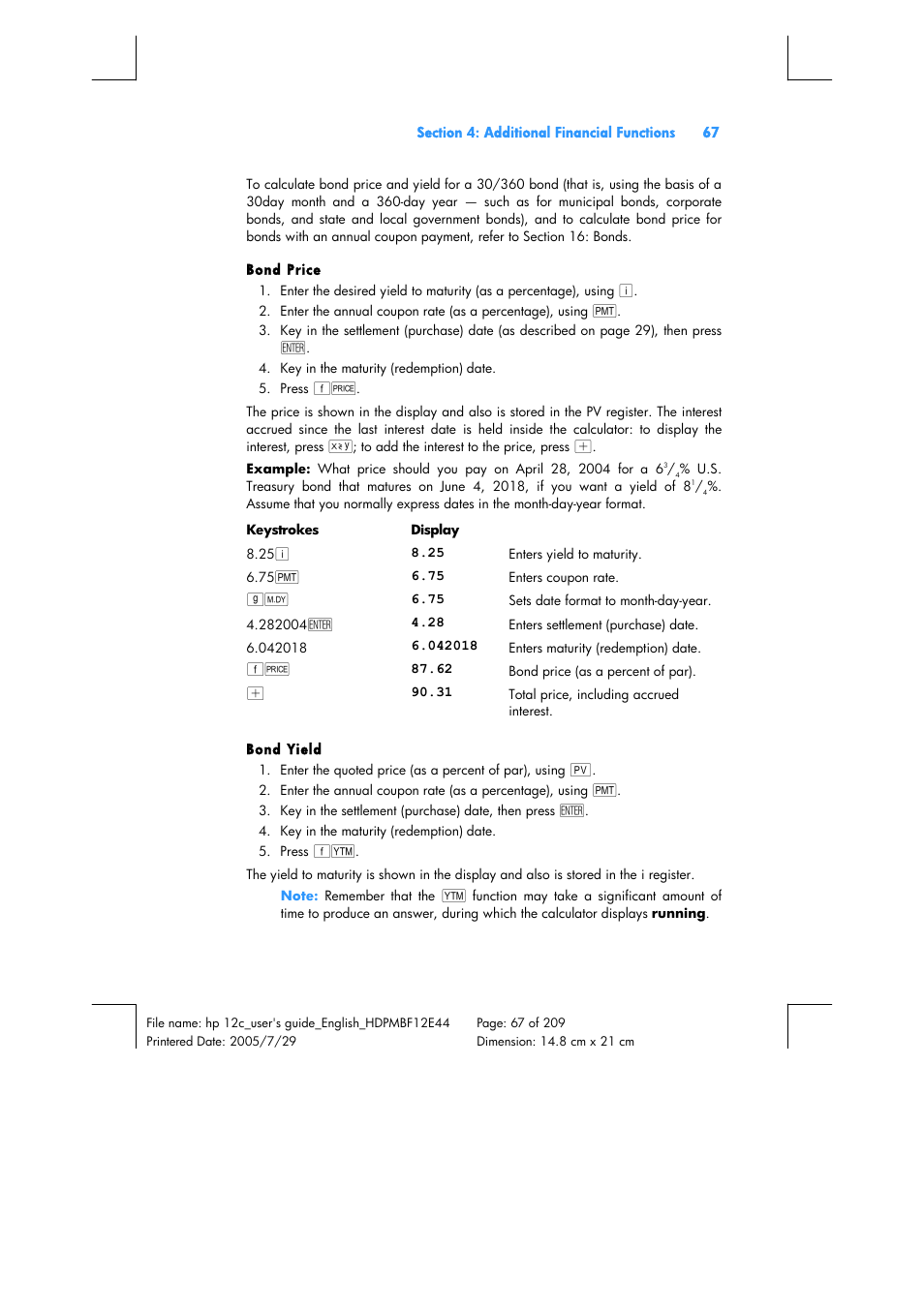 HP 12C Financial calculator User Manual | Page 67 / 211