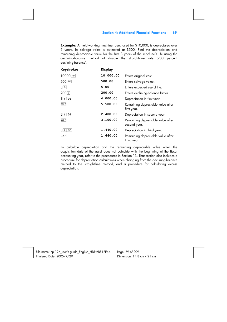 HP 12C Financial calculator User Manual | Page 69 / 211