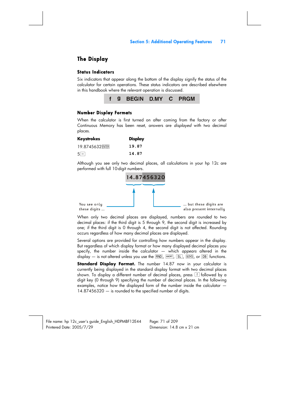 HP 12C Financial calculator User Manual | Page 71 / 211