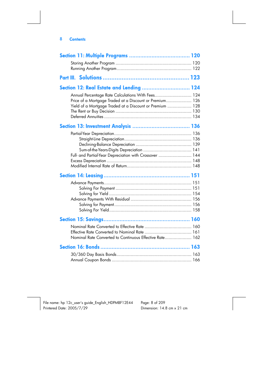 HP 12C Financial calculator User Manual | Page 8 / 211