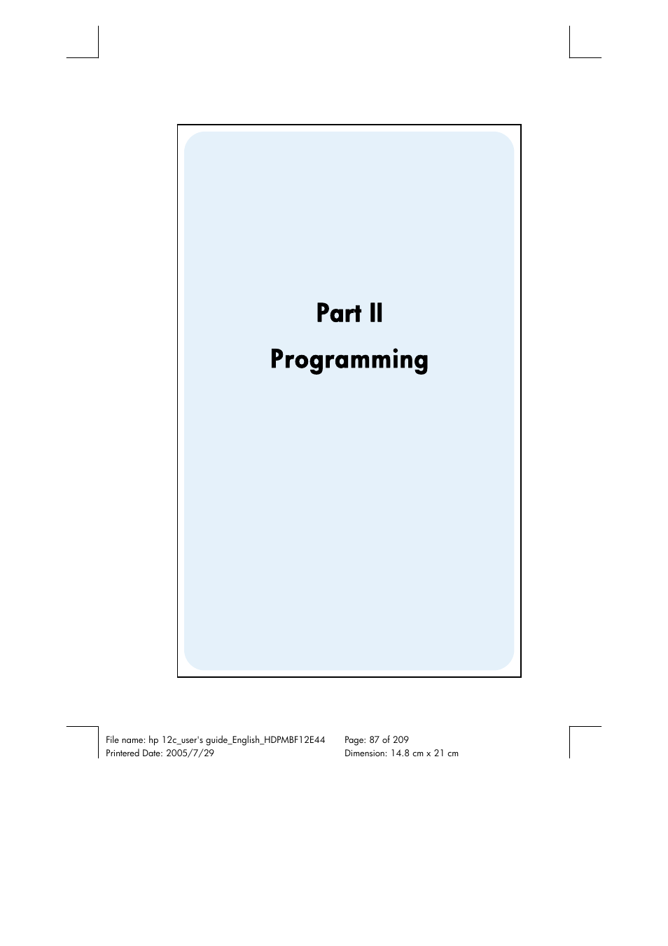 Part ii programming | HP 12C Financial calculator User Manual | Page 87 / 211