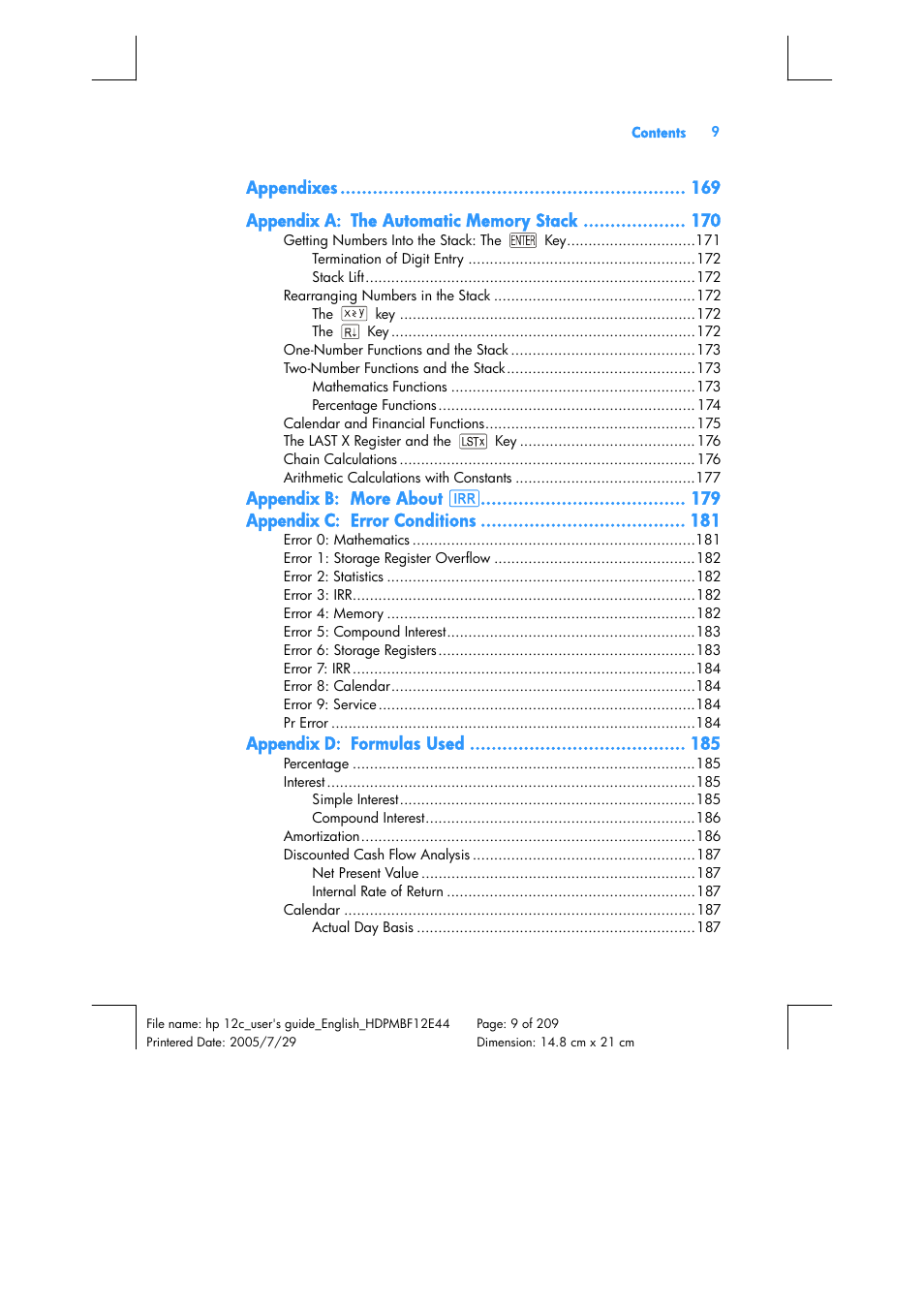 HP 12C Financial calculator User Manual | Page 9 / 211