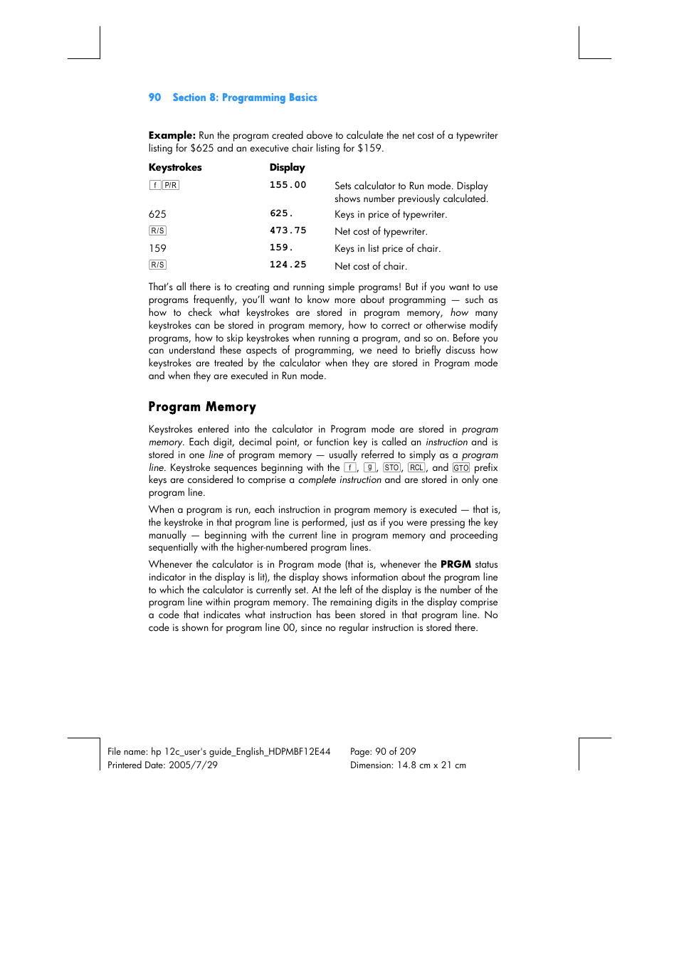 HP 12C Financial calculator User Manual | Page 90 / 211