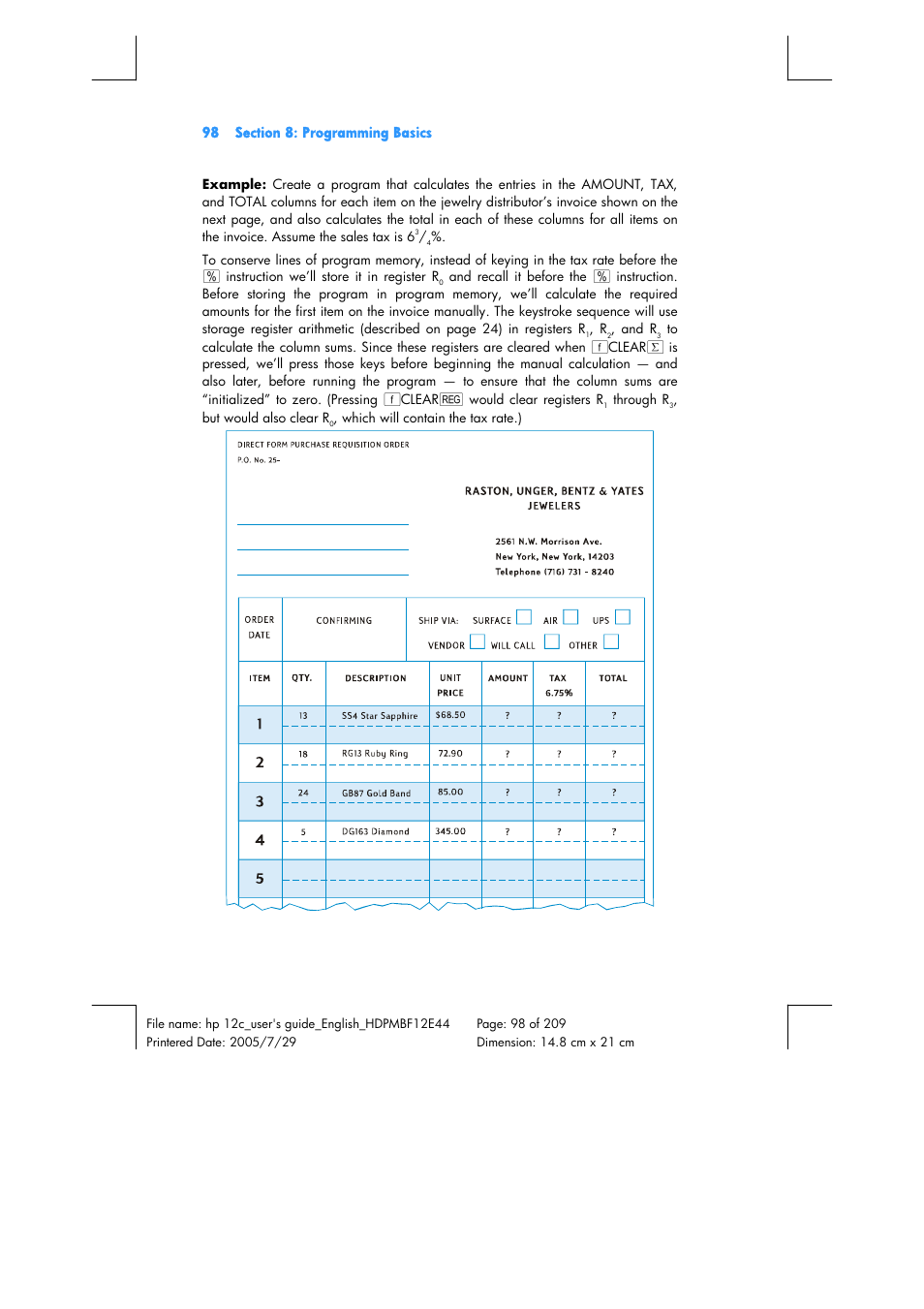 HP 12C Financial calculator User Manual | Page 98 / 211