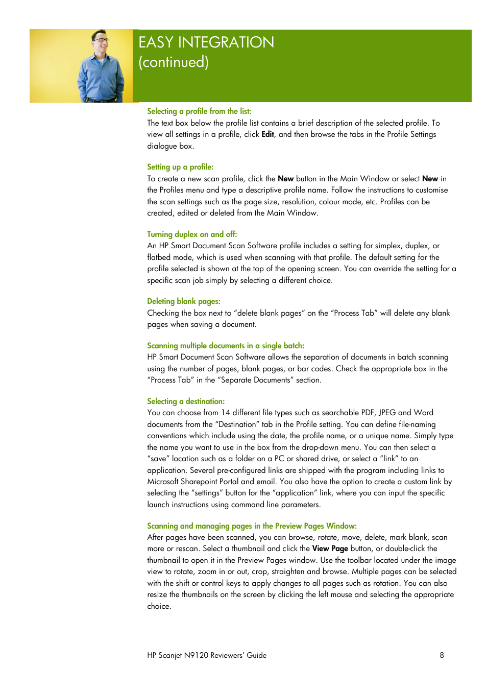 Easy integration (continued) | HP SCANJET N9120 User Manual | Page 8 / 16